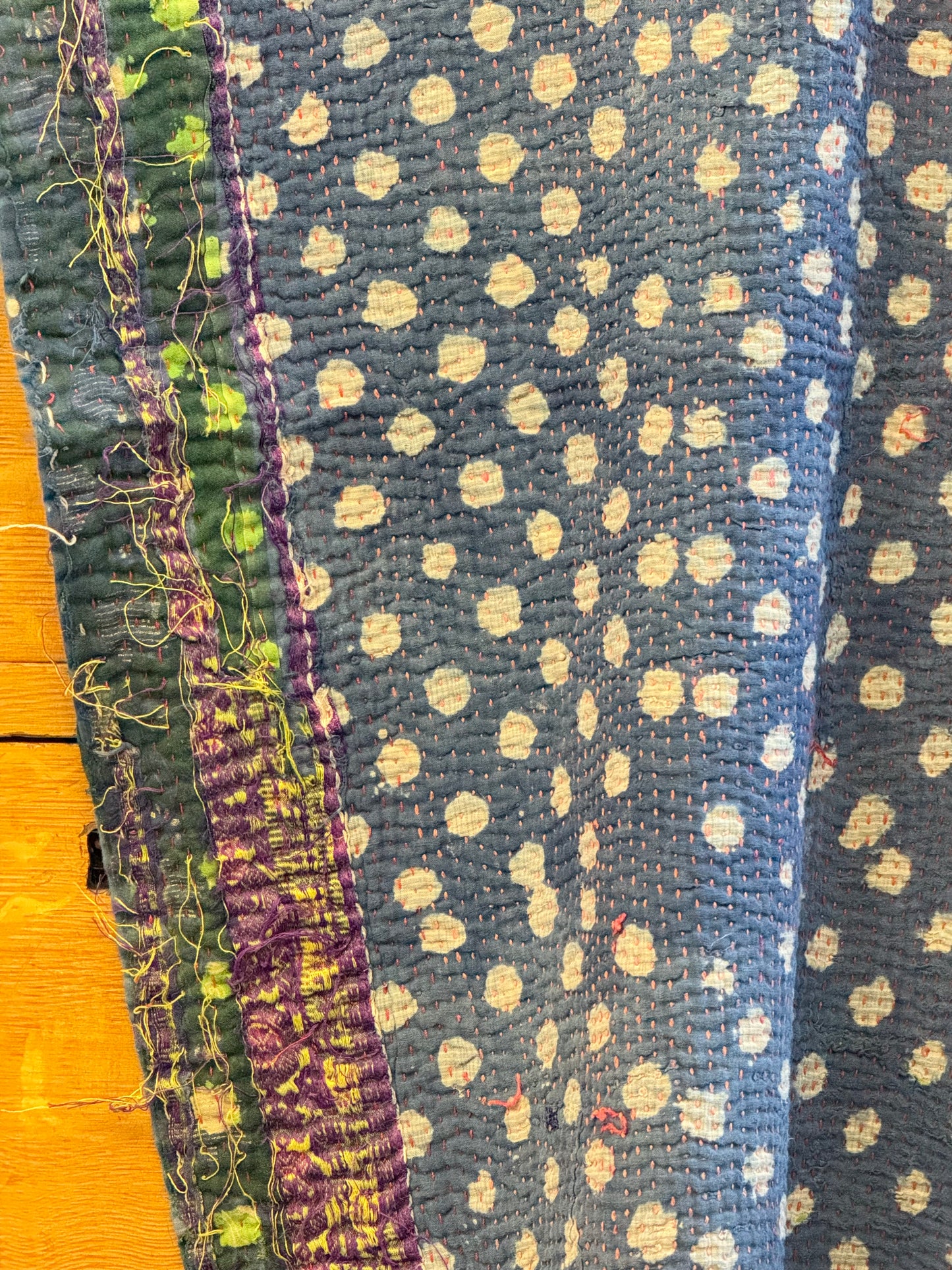A Finestitch Indigo Kantha Quilt with Indigo over-print