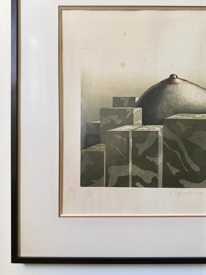 Achilleas Droungas (1940–2015) | City Under Siege II | Original Signed Etching | 1973
