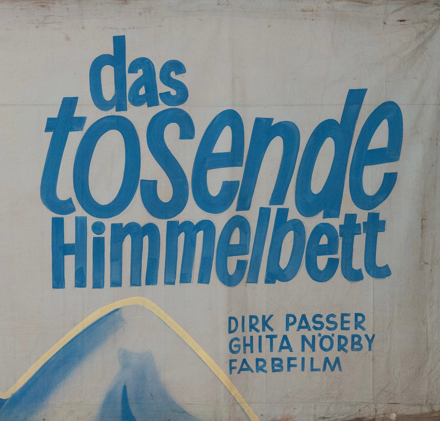 1960s German Hand Painted Cinema Banner - Das Tosende Himmelbett