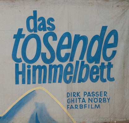 1960s German Hand Painted Cinema Banner - Das Tosende Himmelbett