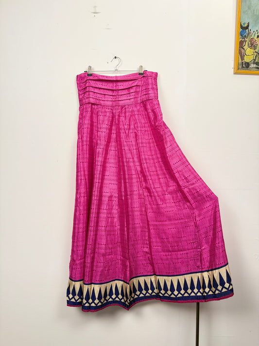 Vintage Saree Silk Pleated Skirt
