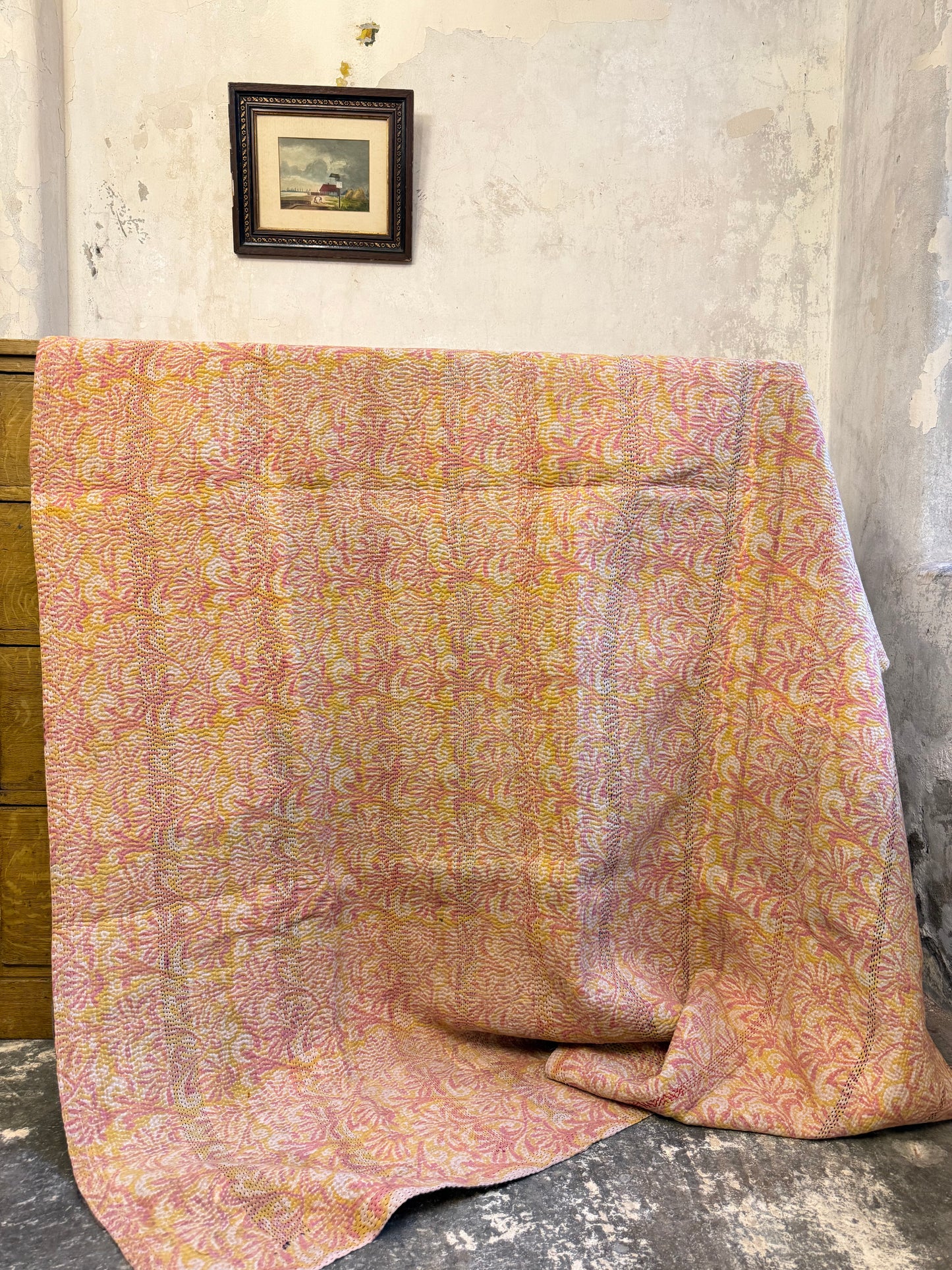 A Finestitch Kantha Quilt with Bagru over-print.