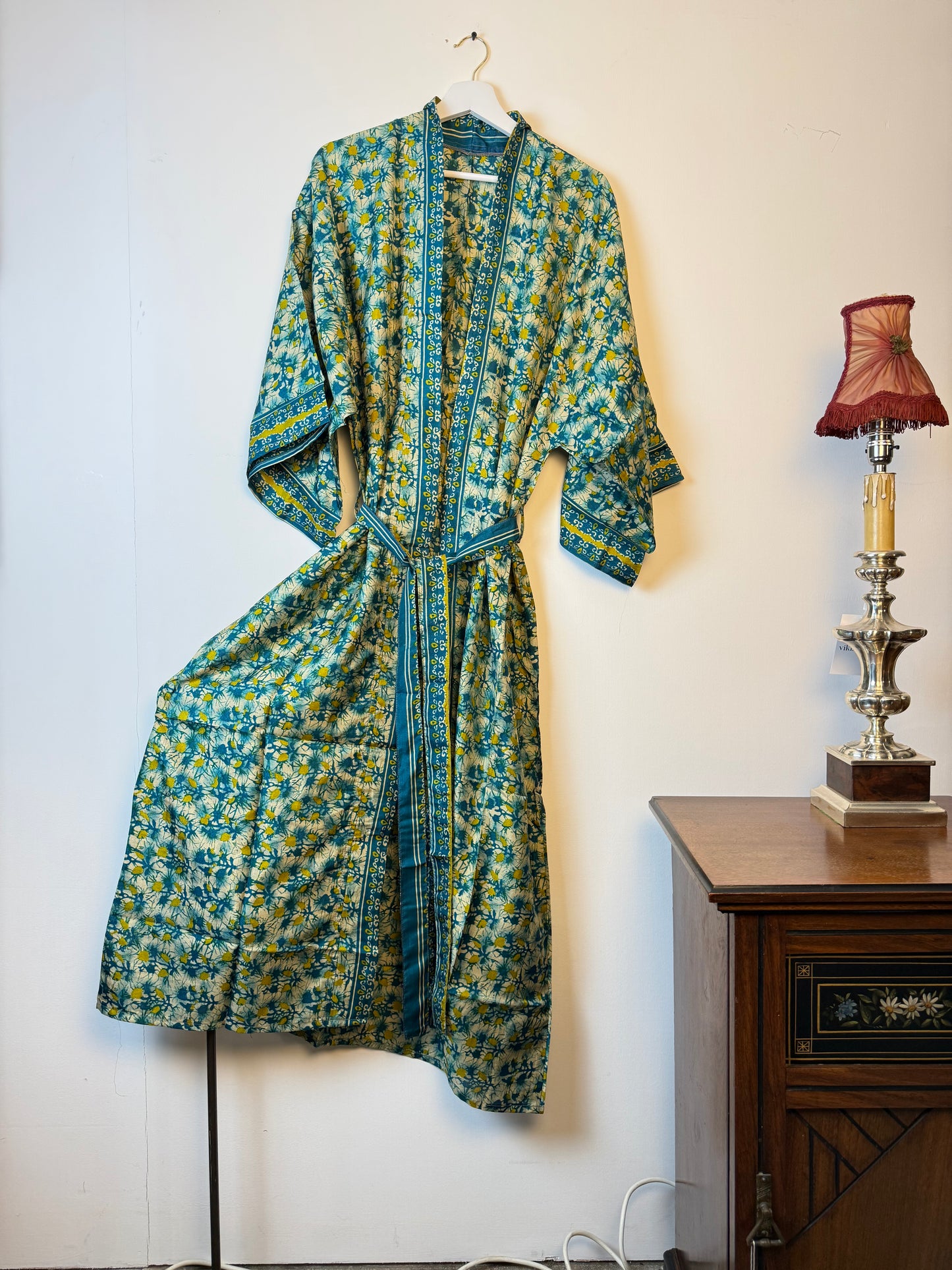 Vintage Saree Silk Kimono / Duster - Long