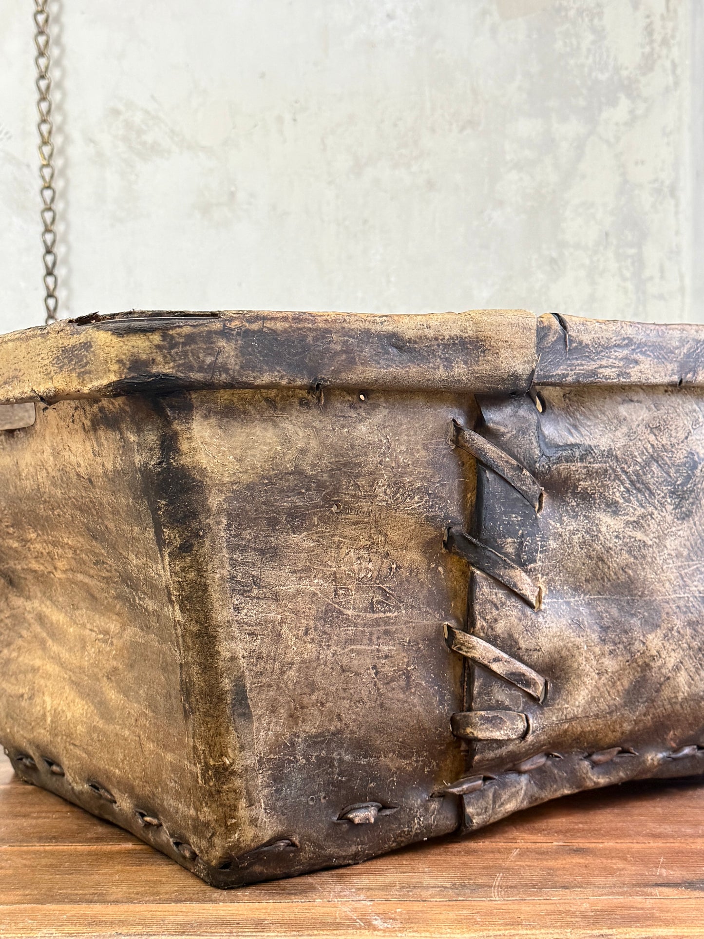 19th Century Buffalo Rawhide Mill Bucket - No 1