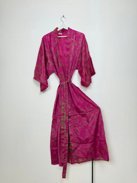 Vintage Saree Silk Kimono / Duster - Long