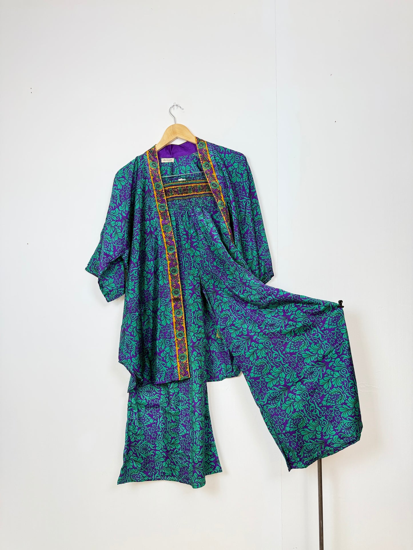 Vintage Saree Silk Trousers & Shirt Co-ordinated Set