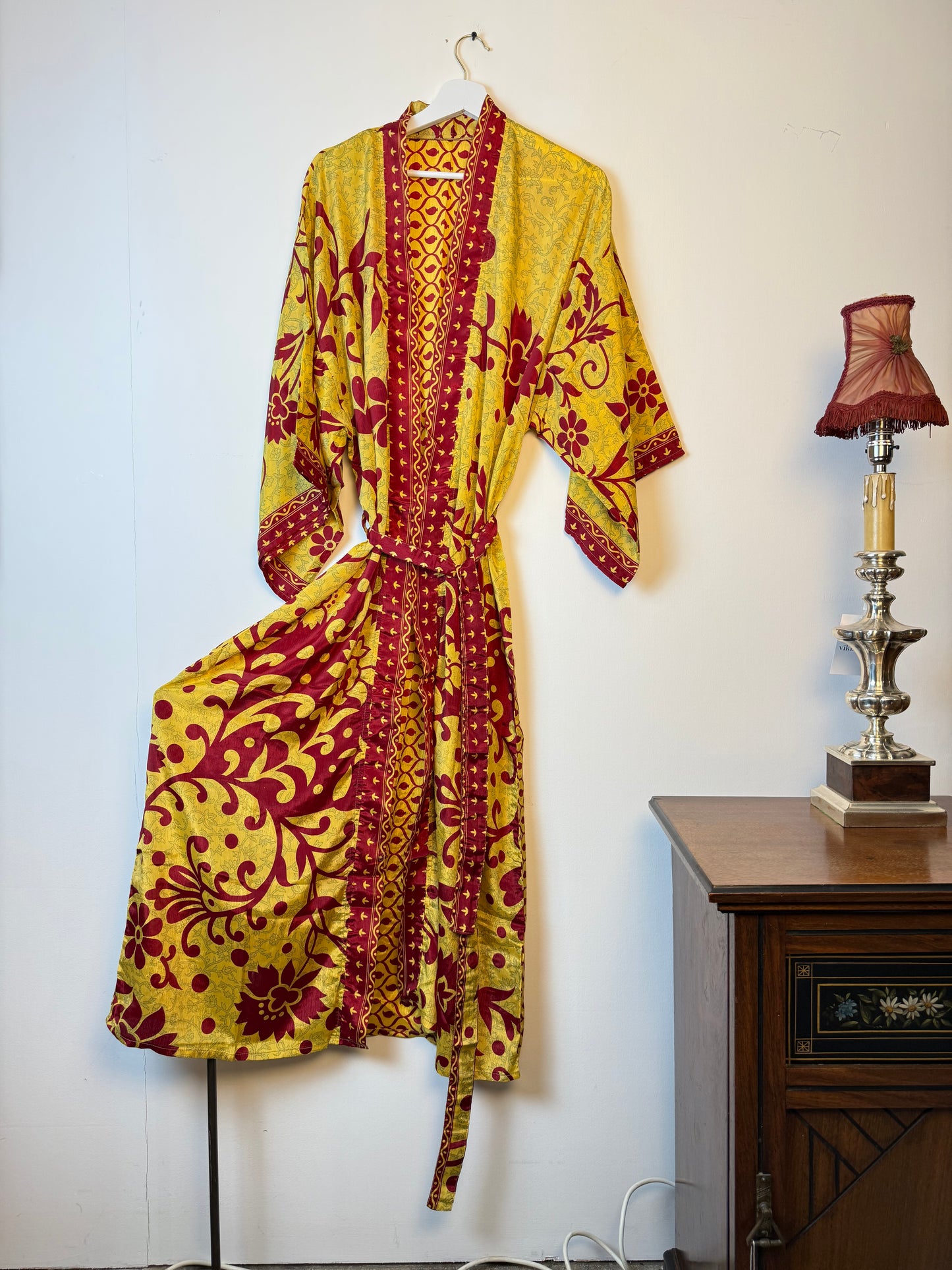 Vintage Saree Silk Kimono / Duster - Long