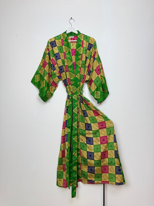 Vintage Saree Silk Kimono / Duster - Long