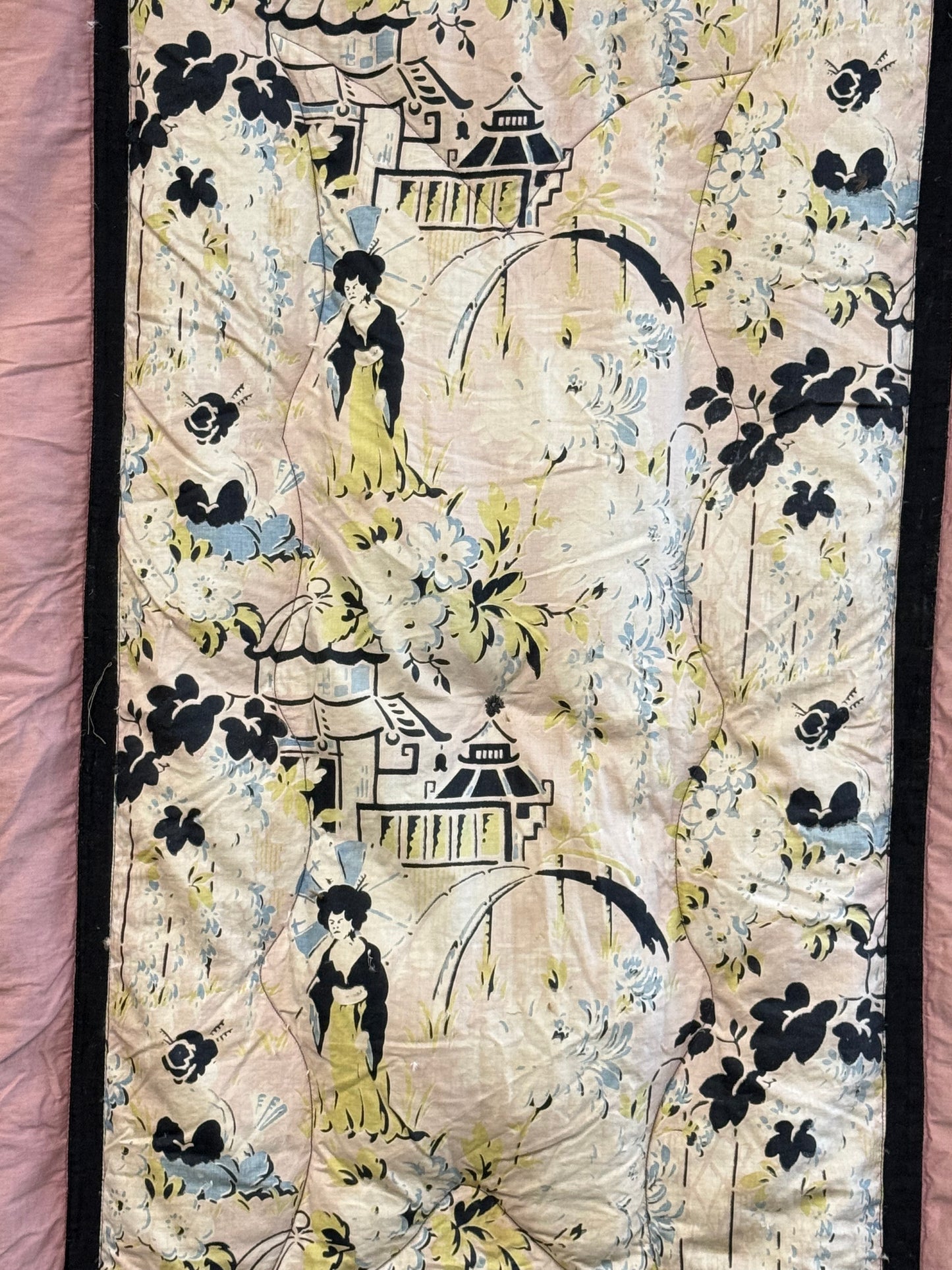 A 1930's Duck Feather Eiderdown - Rare Chinoiserie Pattern