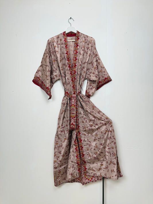 Vintage Saree Silk Kimono / Duster - Long