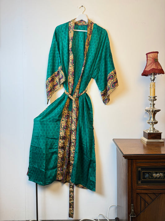 Vintage Saree Silk Kimono / Duster - Long