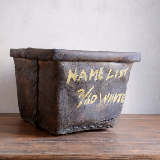 19th Century Buffalo Rawhide Mill Bucket - No 119/Name