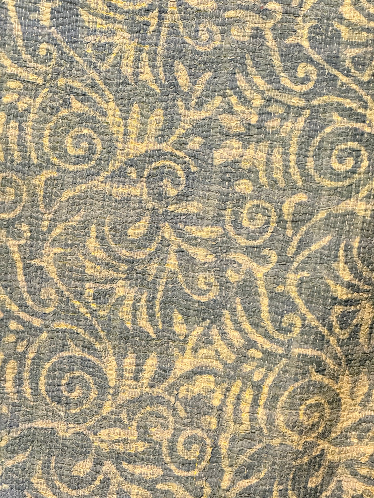 A Finestitch Indigo Kantha Quilt with Indigo over-print.