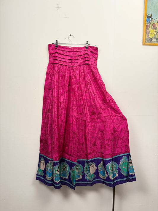 Vintage Saree Silk Pleated Skirt