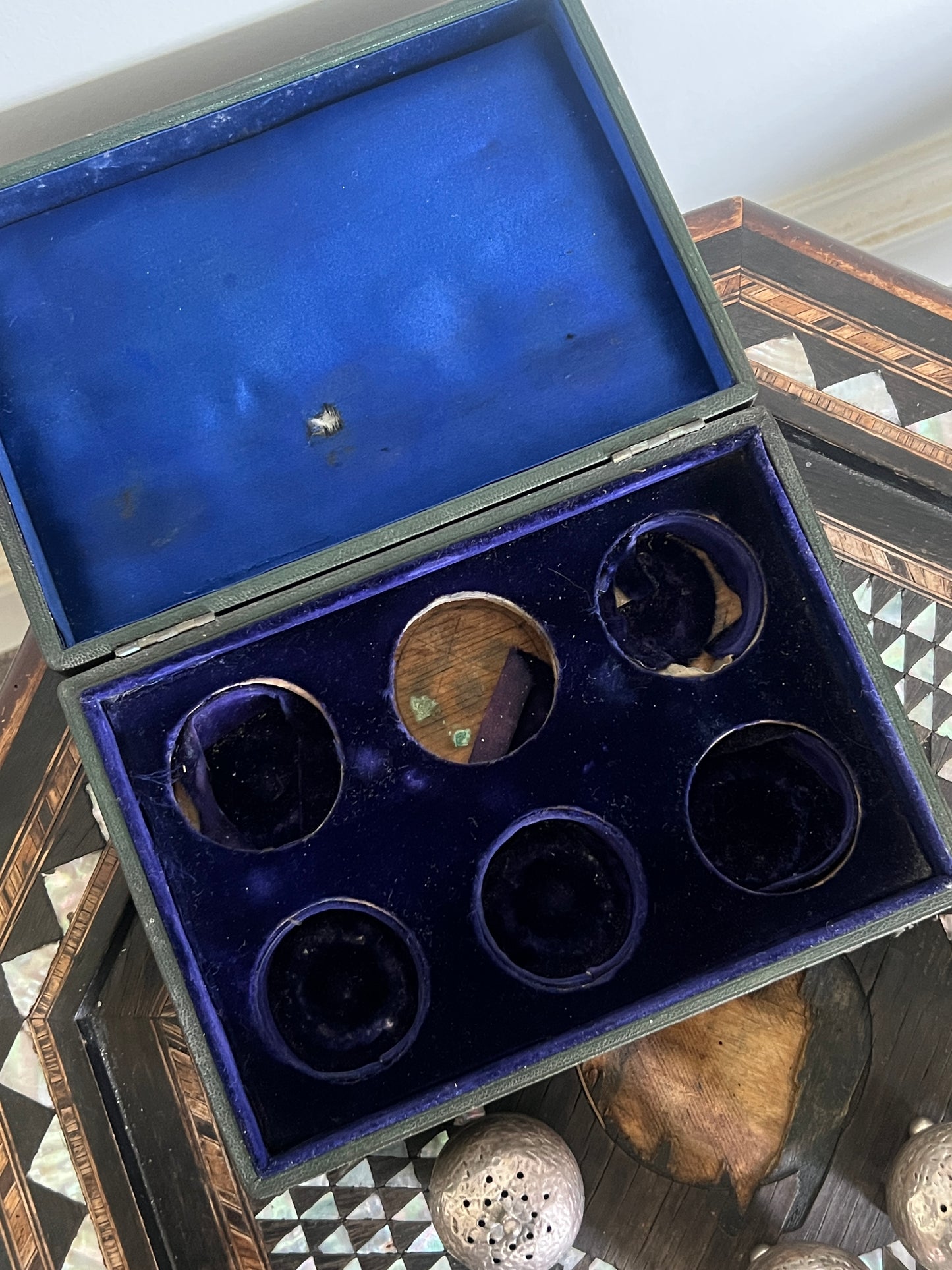 A Boxed Set of Indian Silver "Censur" Pots