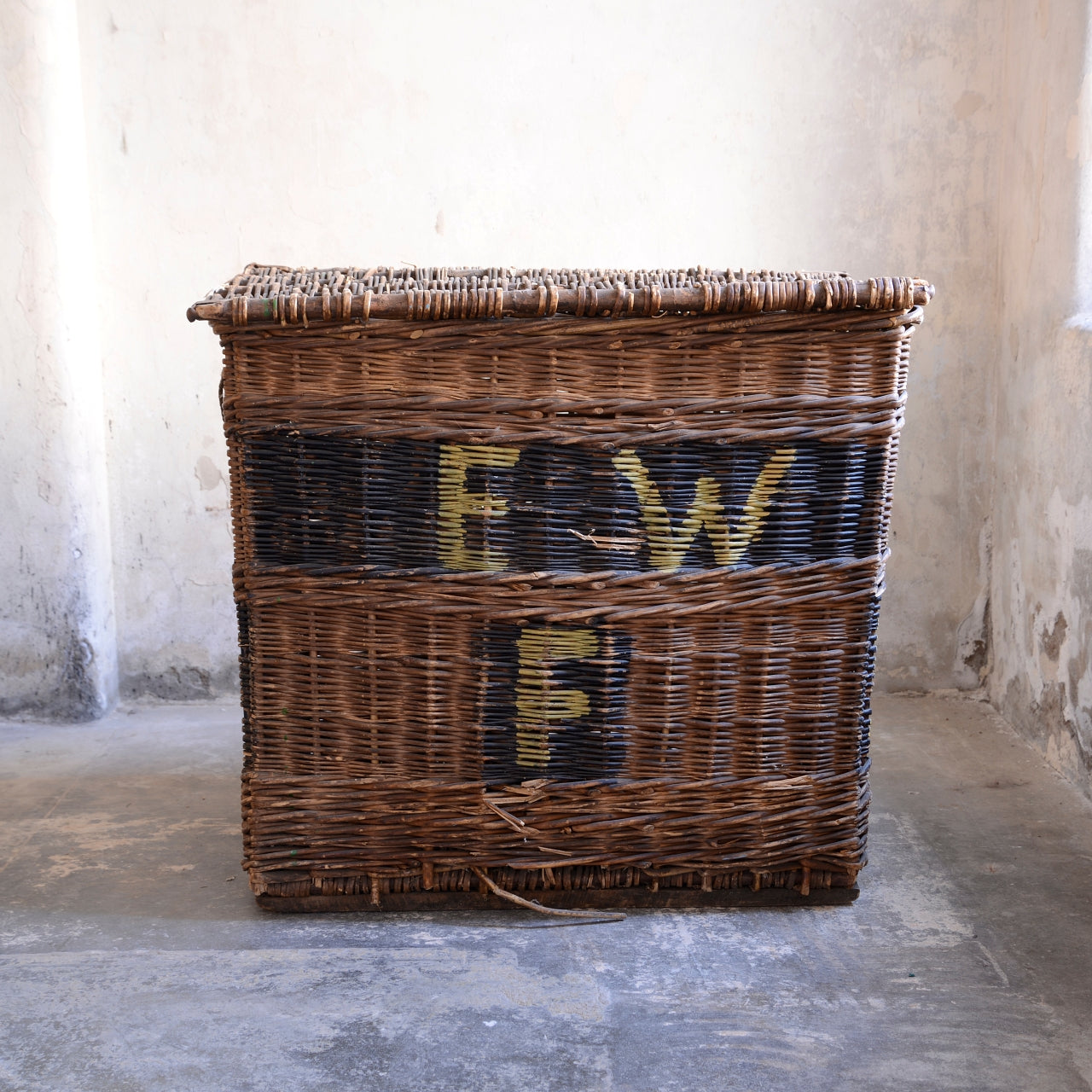19th C Edwin Woodhouse & Co Lidded Mill Basket
