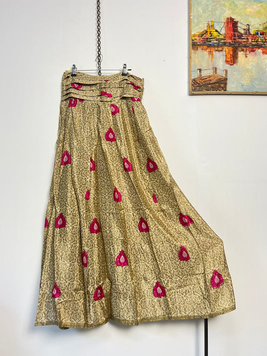 Vintage Saree Silk Pleated Skirt