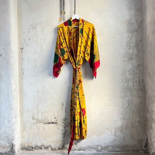 Vintage Saree Silk Kimono / Duster - Long