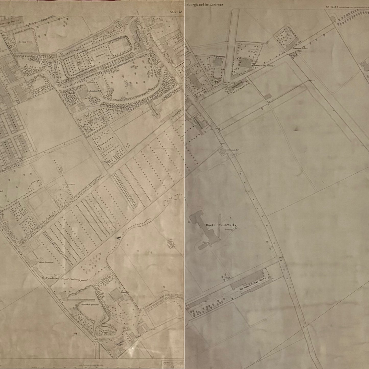 Two Edinburgh Maps c1877/78 ~ Easter Road, Lochend Road, Restalrig Park, Prospect Bank