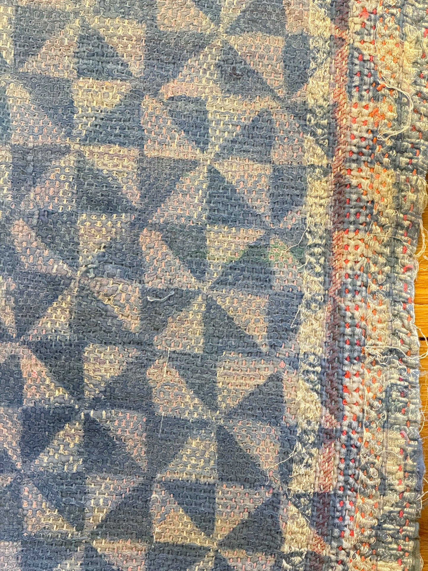 A Finestitch Indigo Kantha Quilt with Indigo over-print.