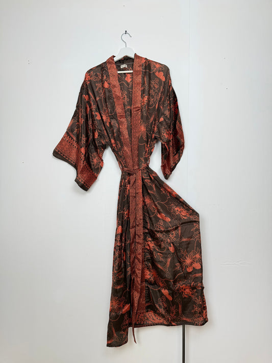 Vintage Saree Silk Kimono / Duster - Long