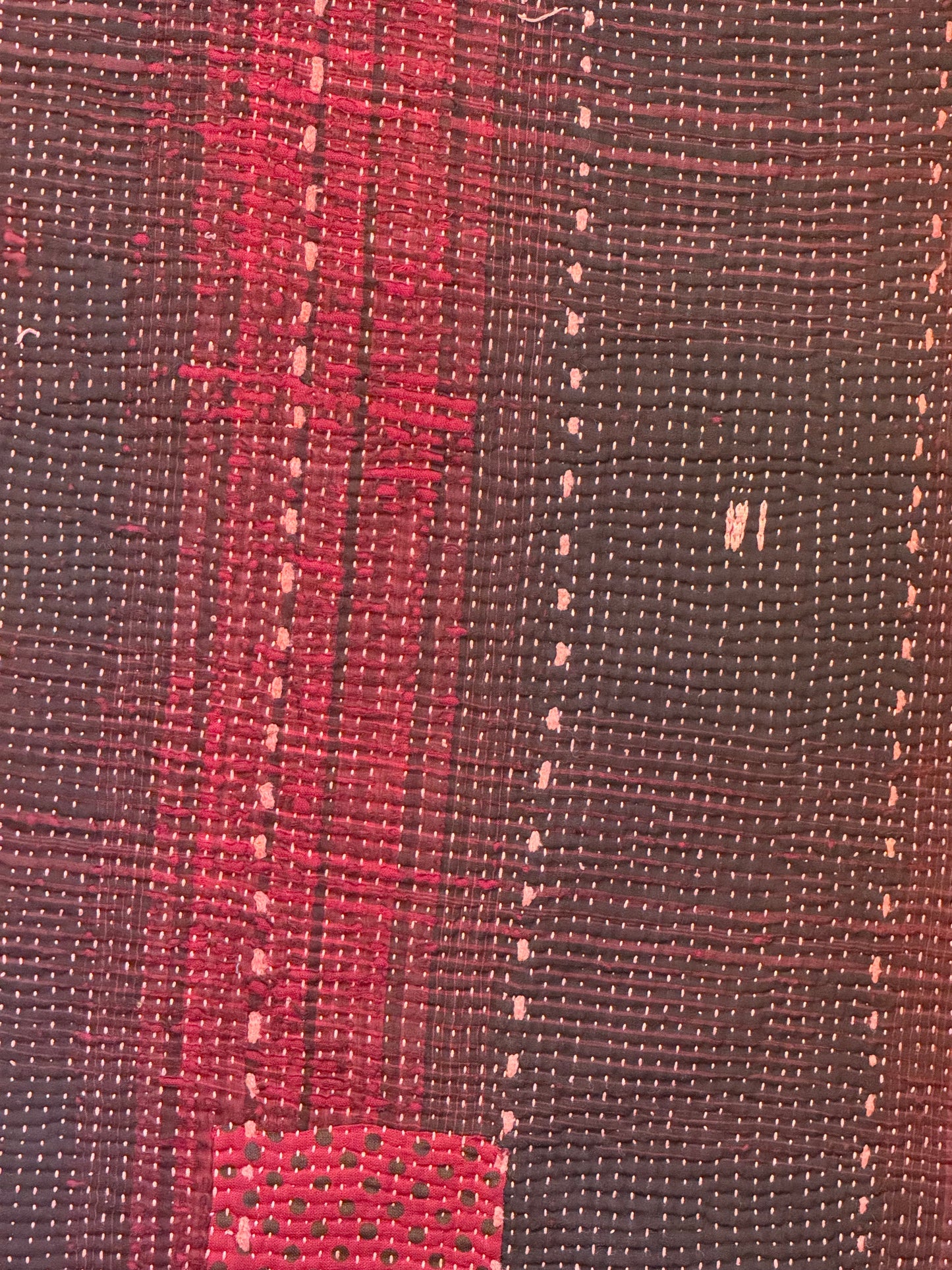 A Finestitch Kantha Quilt with Ajrakh over-print