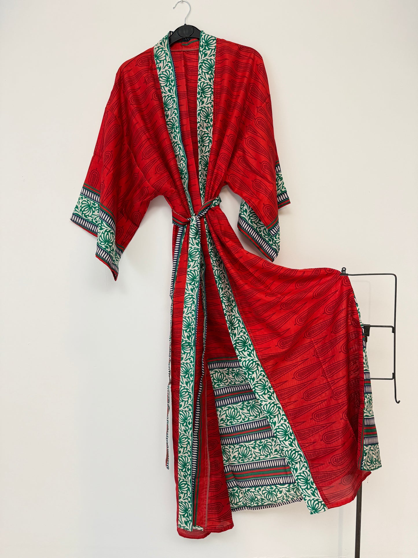 Vintage Saree Silk Kimono / Duster - Long