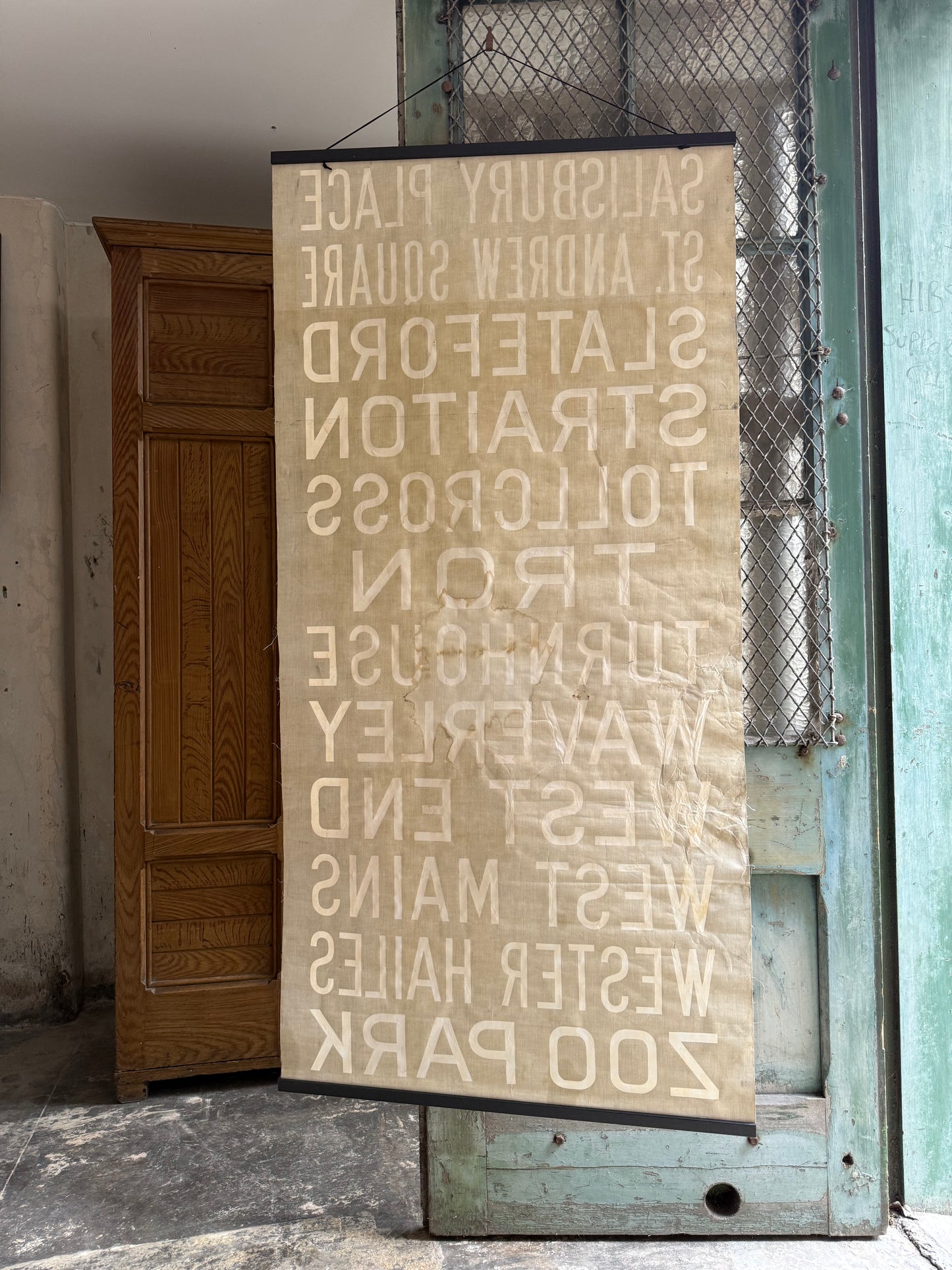 1950’s Linen Destination Bus Blind - Edinburgh - Salisbury Place to Zoo Park