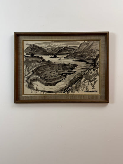 David Macbeth Sutherland RSA (1883–1973) | Estuary, Loch Carron | Original Scottish Ink & Wash