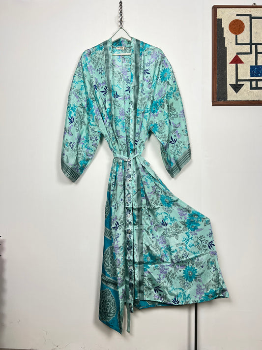 Vintage Saree Silk Kimono / Duster - Long - Wider Unisex Fit