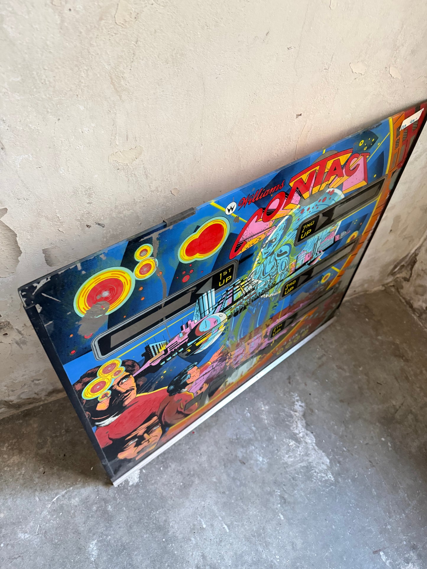 A "Contact" Pinball Machine Back Glass - 1978