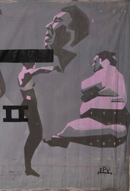1960s German Hand Painted Cinema Banner - Mondo Nudo II