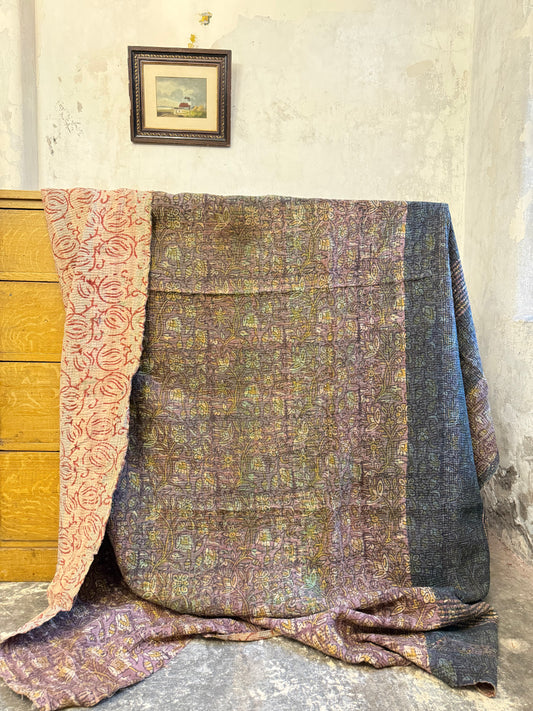 Finestitch Kantha Quilt with Bagru over-print