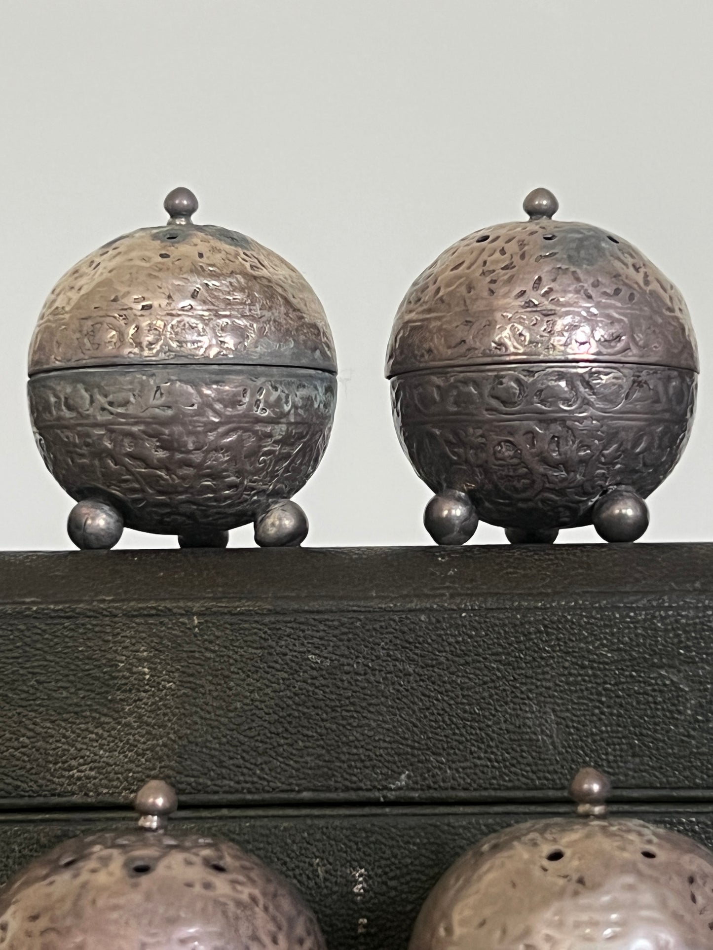 A Boxed Set of Indian Silver "Censur" Pots