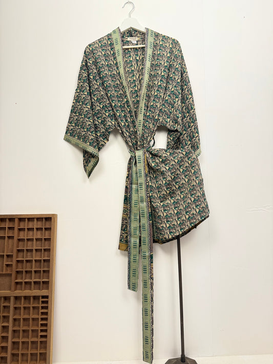 Vintage Saree Silk Kimono / Duster - Short