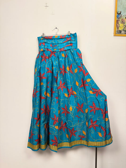 Vintage Saree Silk Pleated Skirt
