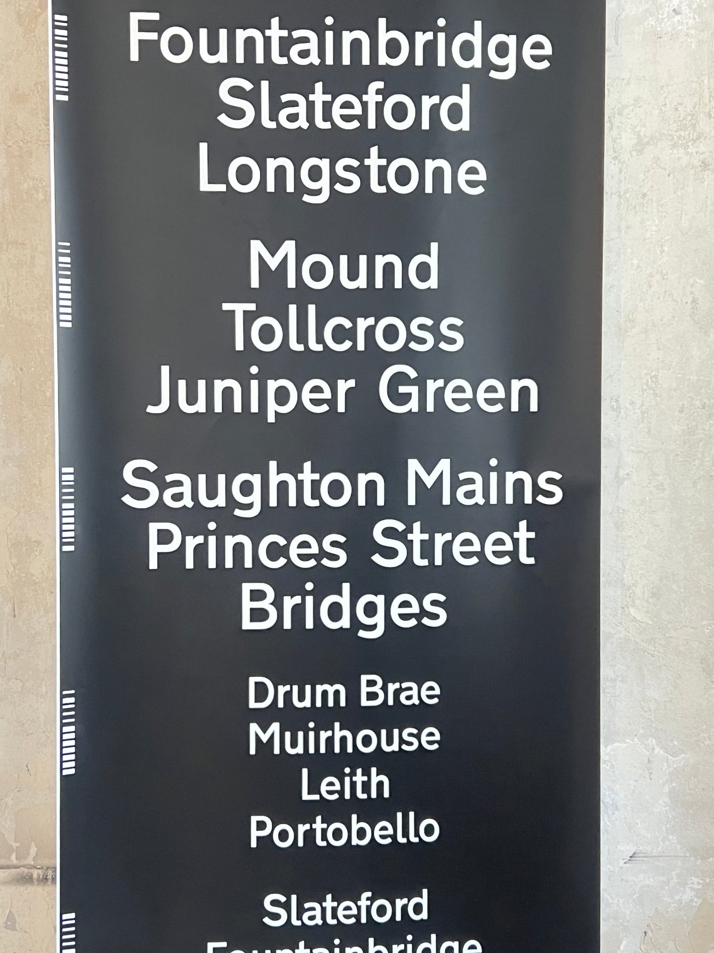Edinburgh Destination Bus Blind - Murrayfield Princes Street Portobello