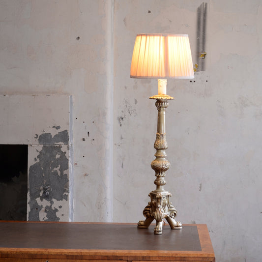 Large Italian Gilt Candlestick Table Lamp - 1950’s
