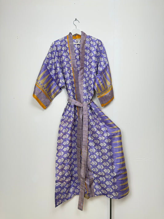 Vintage Saree Silk Kimono / Duster - Long