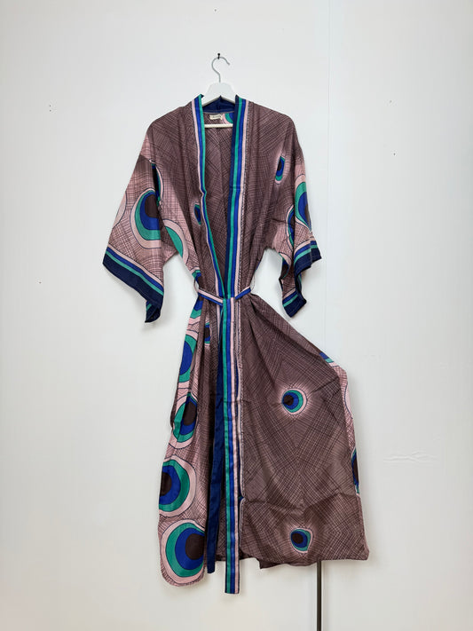 Vintage Saree Silk Kimono / Duster - Long