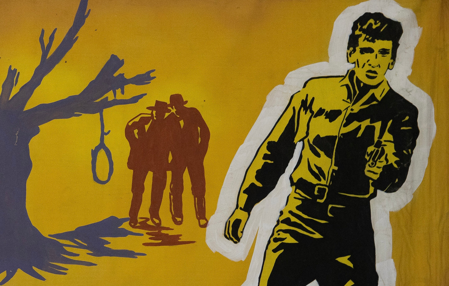1960s German Hand Painted Cinema Banner - Keine Gnade für Tom Dooley