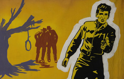 1960s German Hand Painted Cinema Banner - Keine Gnade für Tom Dooley