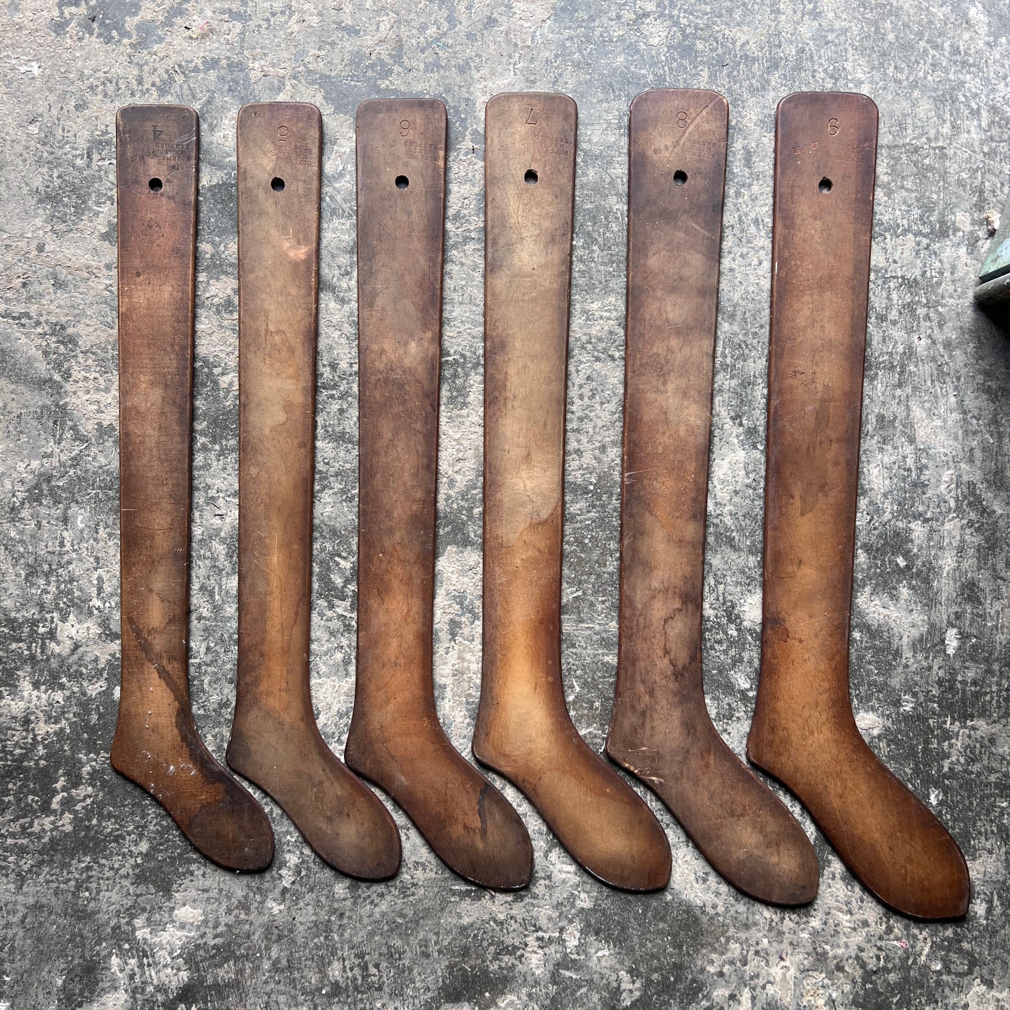 Set of Six Hopewell Maker English Mahogany Sock Frames