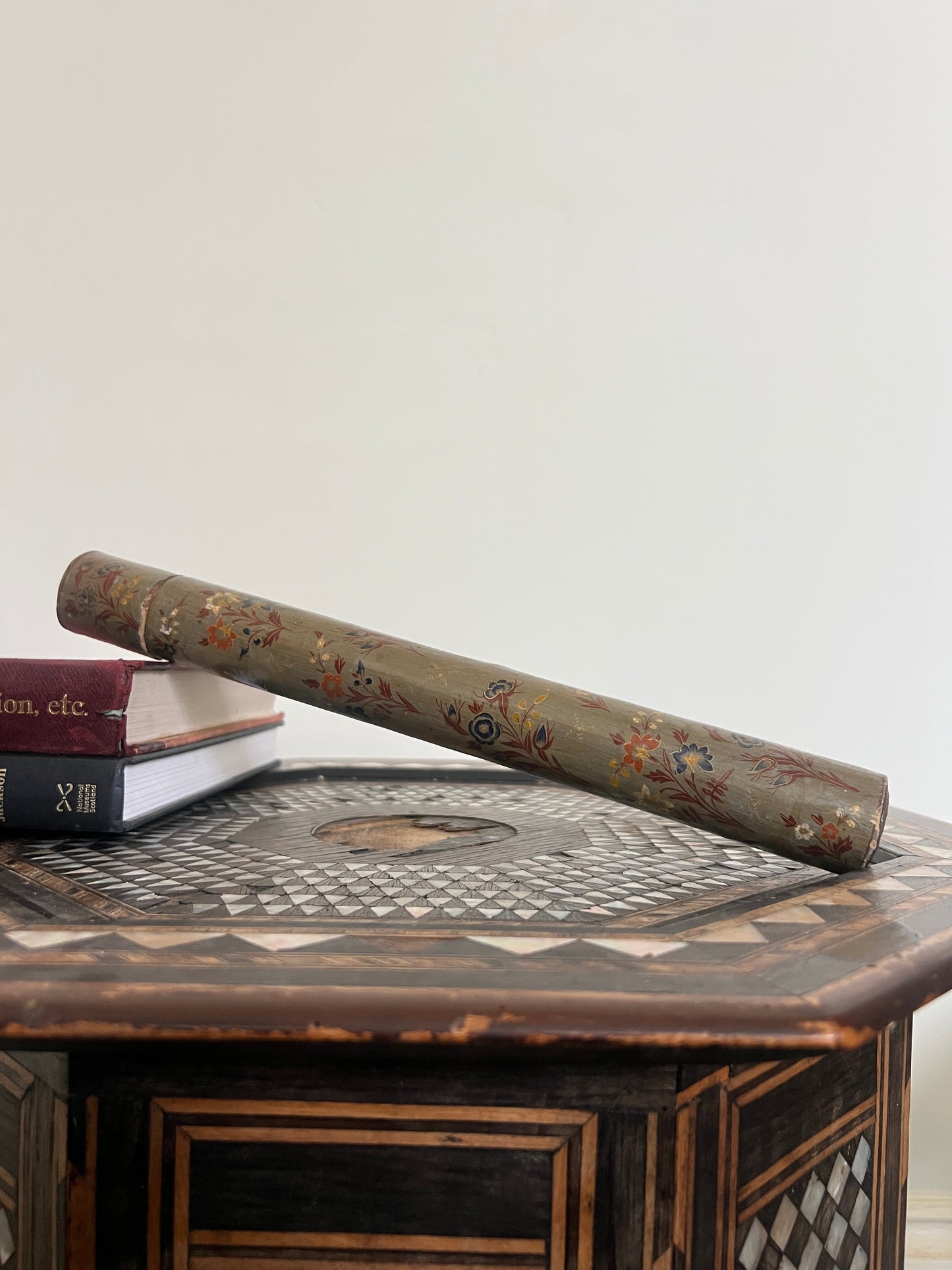 A Toleware Papier Mache Decorated Document Carrier