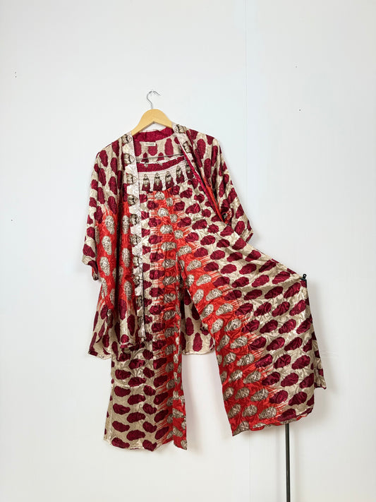 Vintage Saree Silk Trousers & Shirt Co-ordinated Set