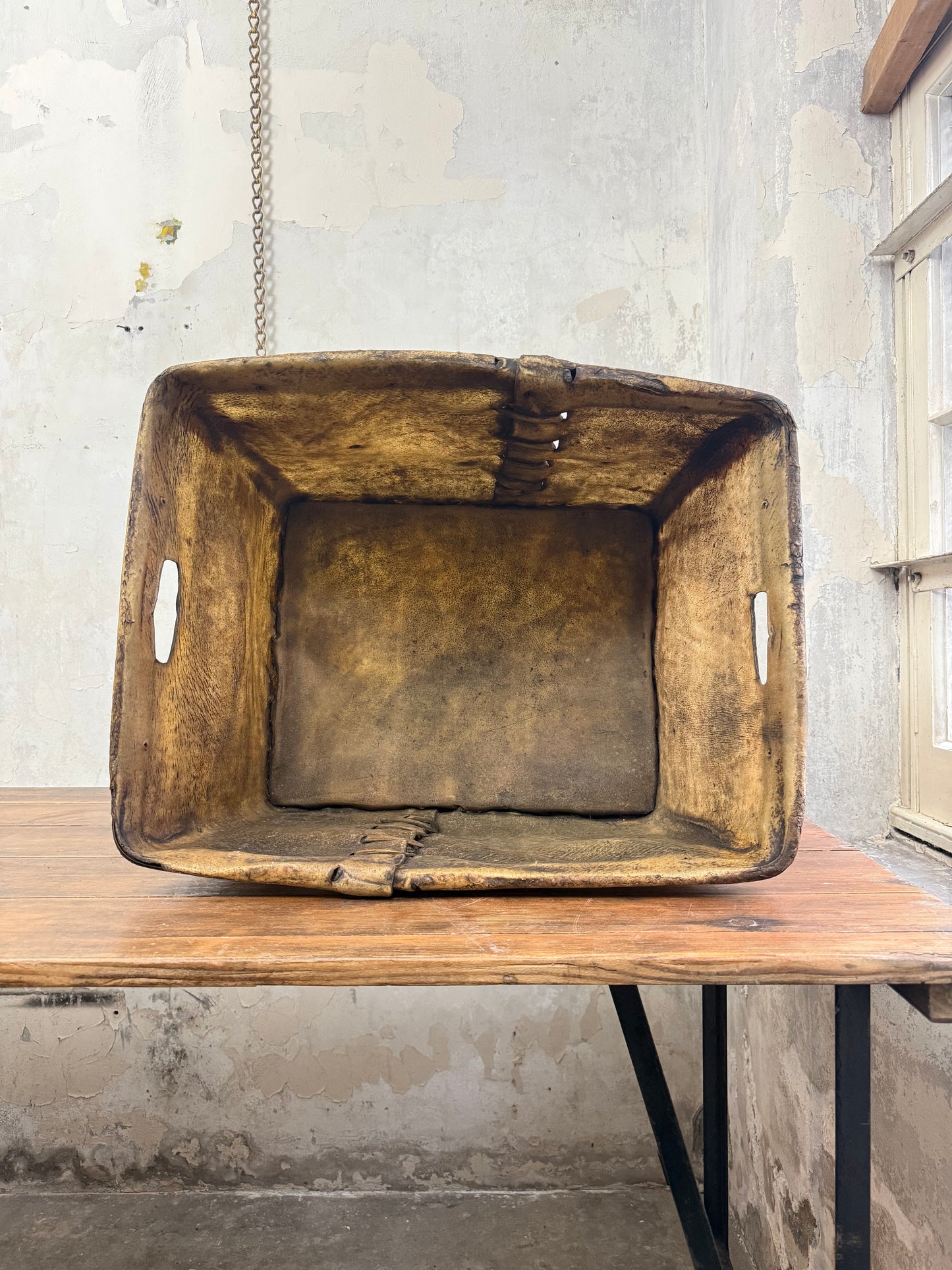 19th Century Buffalo Rawhide Mill Bucket - No 1