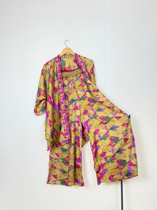 Vintage Saree Silk Trousers & Shirt Co-ordinated Set