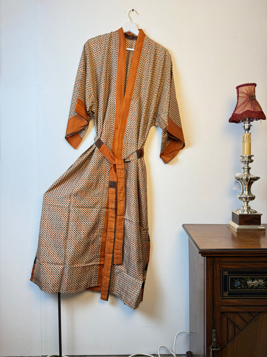 Vintage Saree Silk Kimono / Duster - Long
