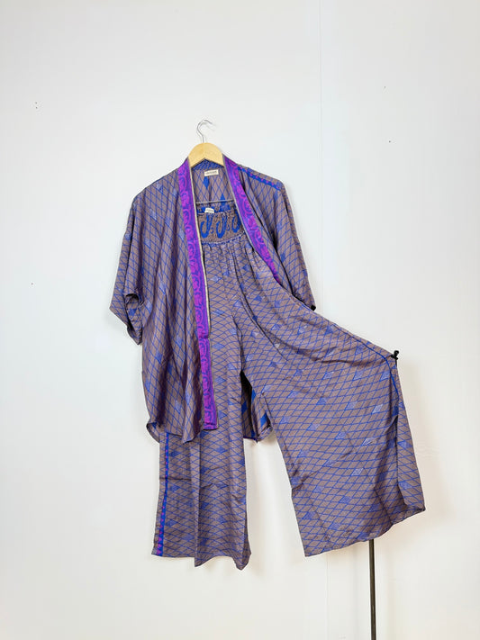 Vintage Saree Silk Trousers & Shirt Co-ordinated Set