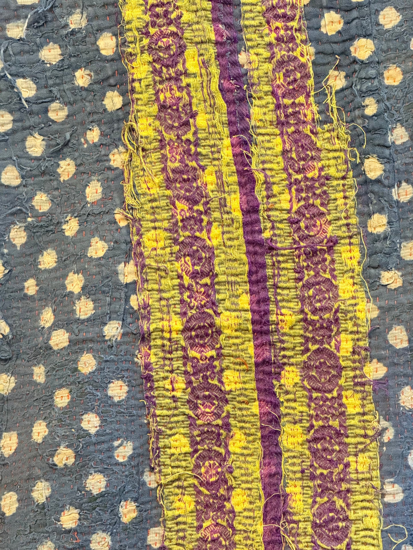 A Finestitch Indigo Kantha Quilt with Indigo over-print